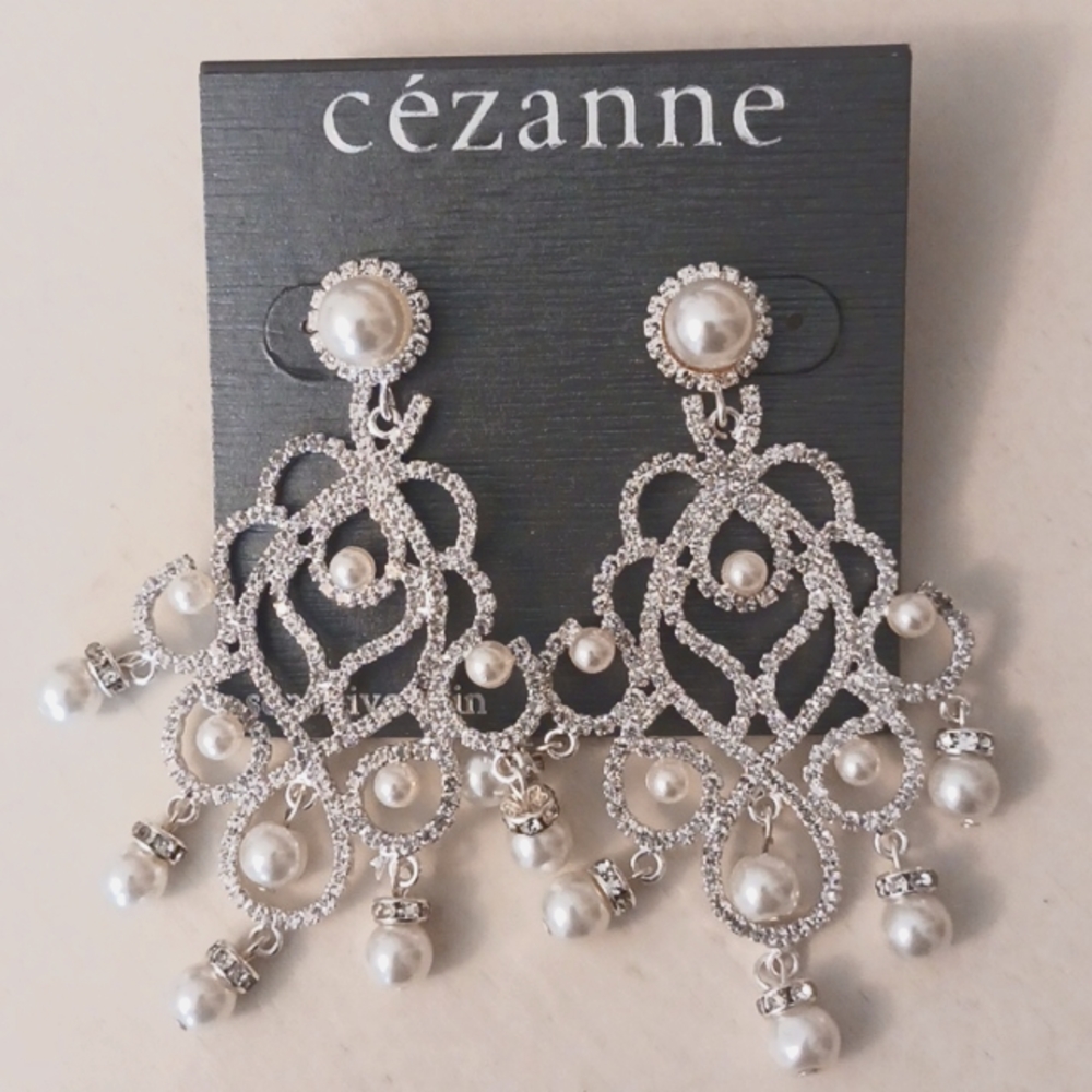 Cezanne Pearl & Rhinestone Chandelier Earrings